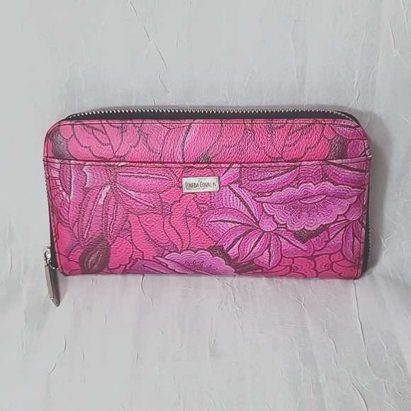 Pineda Covalin Istmo Large Full Zip Around Wallet Fuchsia & Hot Pink Floral - Picture 2 of 9